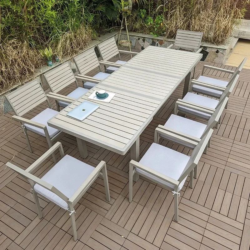 Modern Durable Outdoor Dining Tables and Chairs-Stainless Steel Foldable Lightweight for Courtyard Garden & Balcony Use