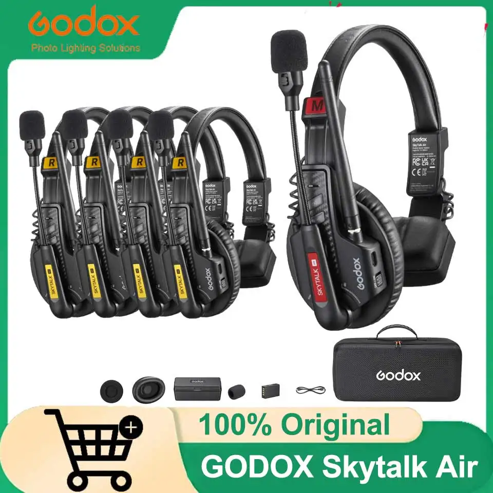 Godox SkyTalk Air Sistema de intercomunicación inalámbrico de 2,4 GHz de 500 mm para comunicación en grupo con diseño sin ruido para creaciones cinematográficas