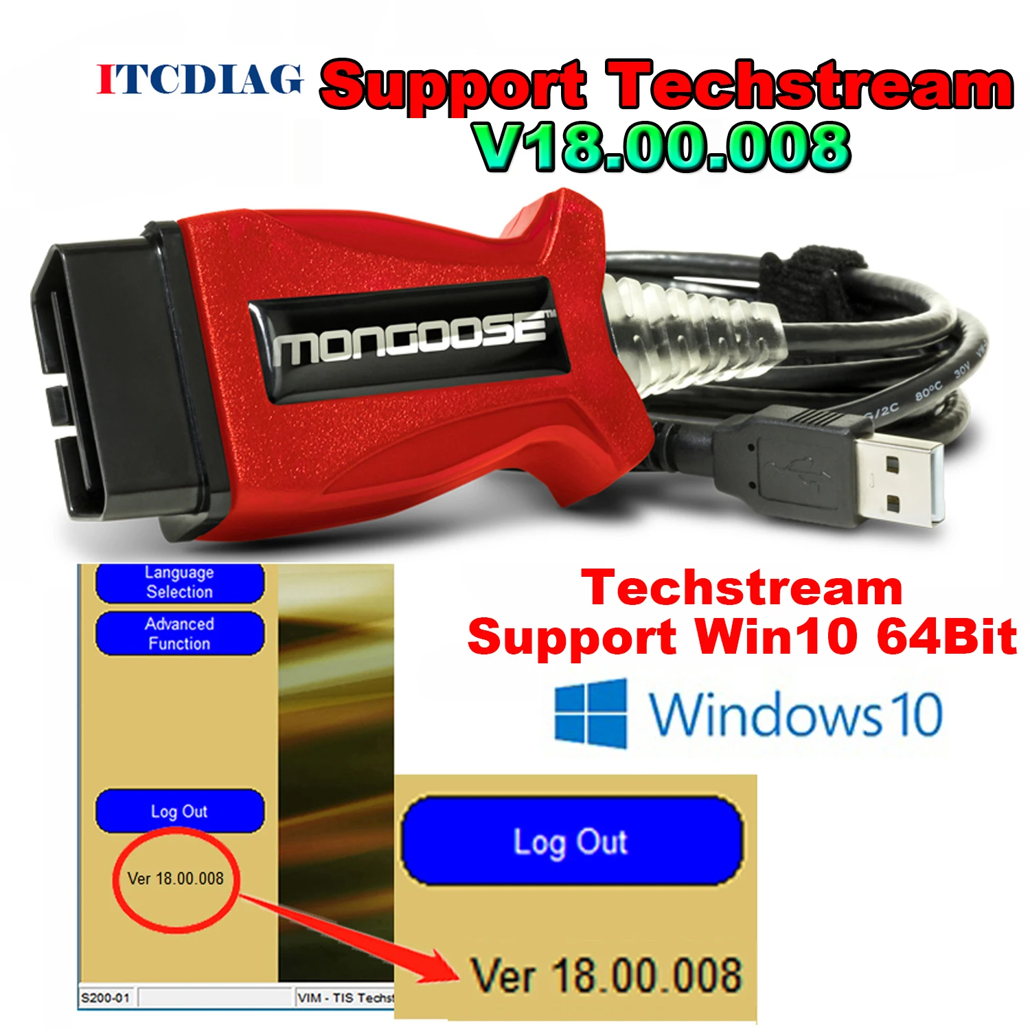 volvoおよびyotc用のv160-jlr-pro-j2534togota-tis用のtechstream-1800008-pk-mini-vci-mini-vci-otc-openport20
