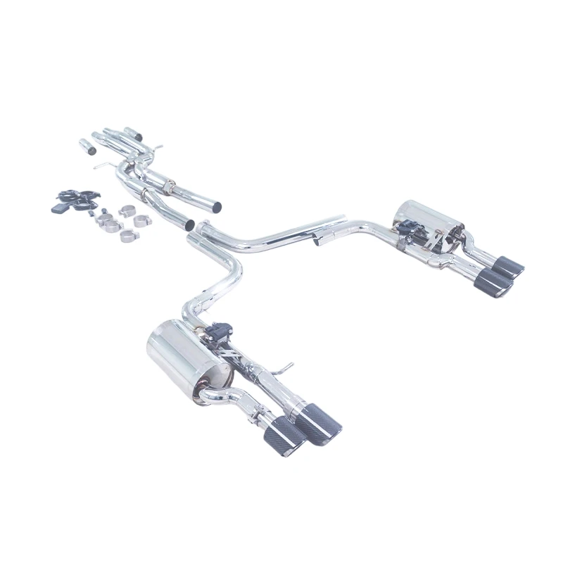GFC exhaust pipe/For 09-18 Audi A6 A7 3.0T C7 catback internal pressure return muffler with valve four-outlet exhaust system