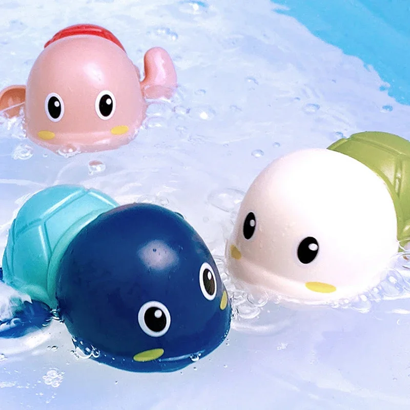 Brinquedo de banho bonito dos desenhos animados animal tartaruga clássico brinquedo de água do bebê infantil nadar tartaruga enrolada corrente clockwork crianças praia brinquedos de banho
