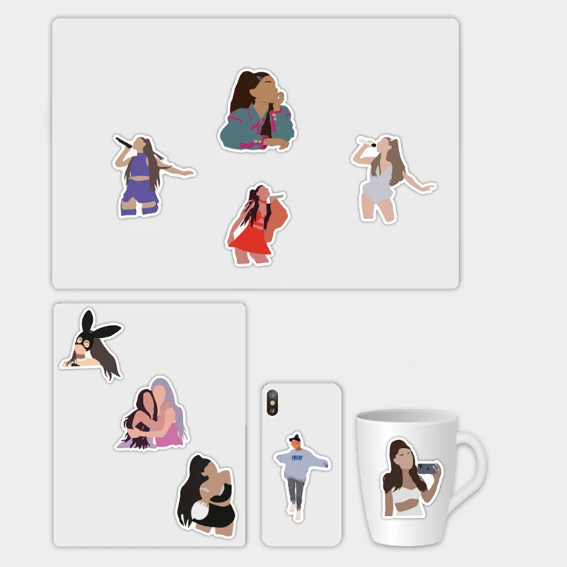 50PCS Singer Star DIY Graffiti Stickers Ariana Grande Cartoon Image Party Decoration Water Cup Guitar Waterproof Sticker