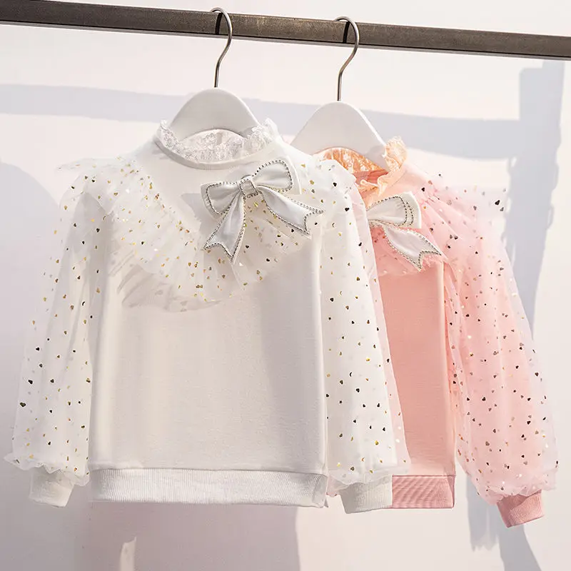 criancas-meninas-rendas-arco-camiseta-2025-nova-chegada-criancas-casual-puff-manga-undershirts-meninas-adolescentes-primavera-outono-bonito-moletom