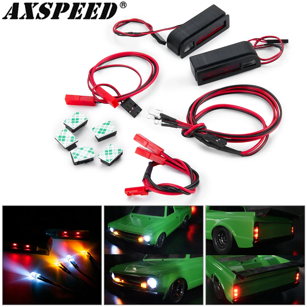 AXSPEED anteriore posteriore luci a LED e Set di alimentazione fari fanali posteriori per accessori per camion senza spazzole in scala 1/10