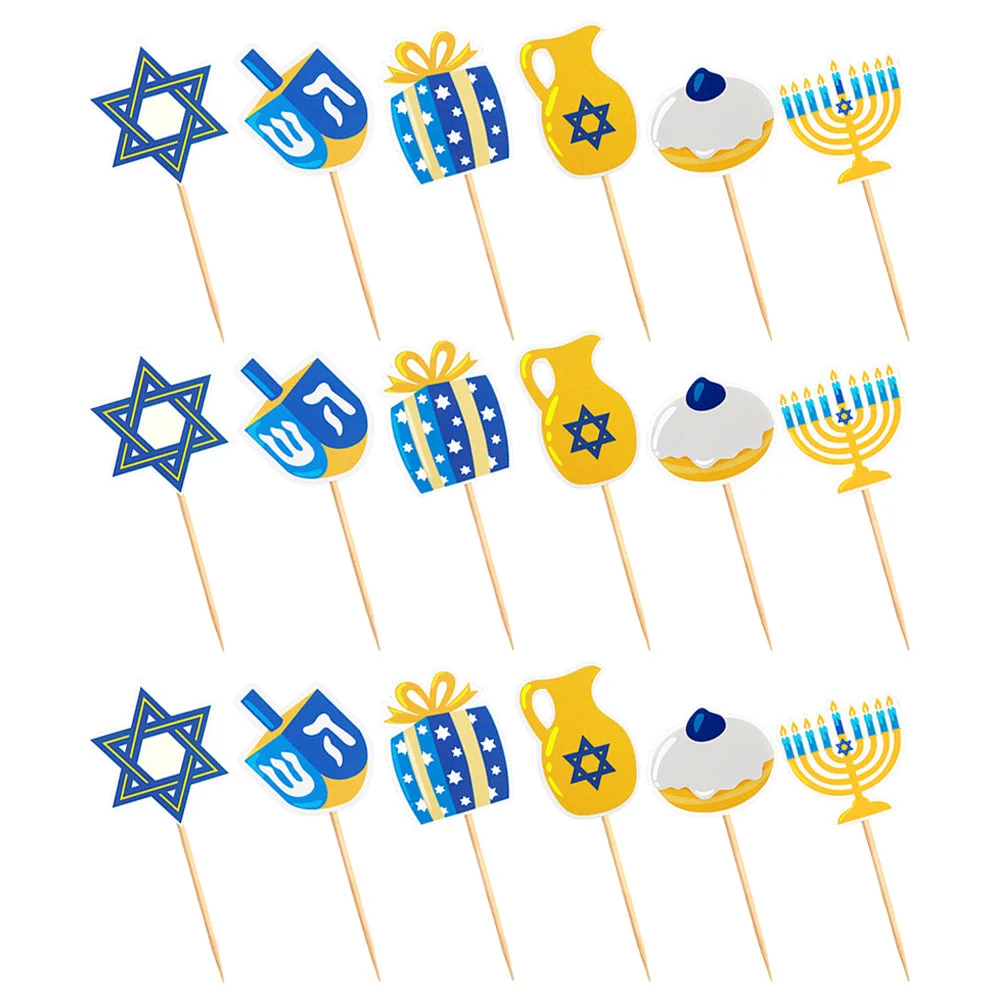 

48 Pcs Decorate Hanukkah Insert Star of David Cake Topper Paper Cupcake Picks Party Dessert Toppers