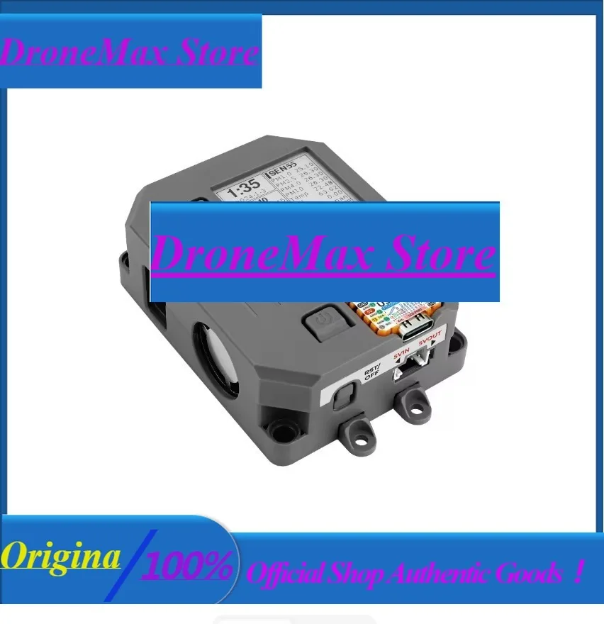 DroMaAir Quality Monitor V1.1 With SEN55 & SCD40, PM1.0-10/VOC/CO2/Temp/Humi, E-Ink Display, Wi-Fi, 600mAh Battery For Indoor Io