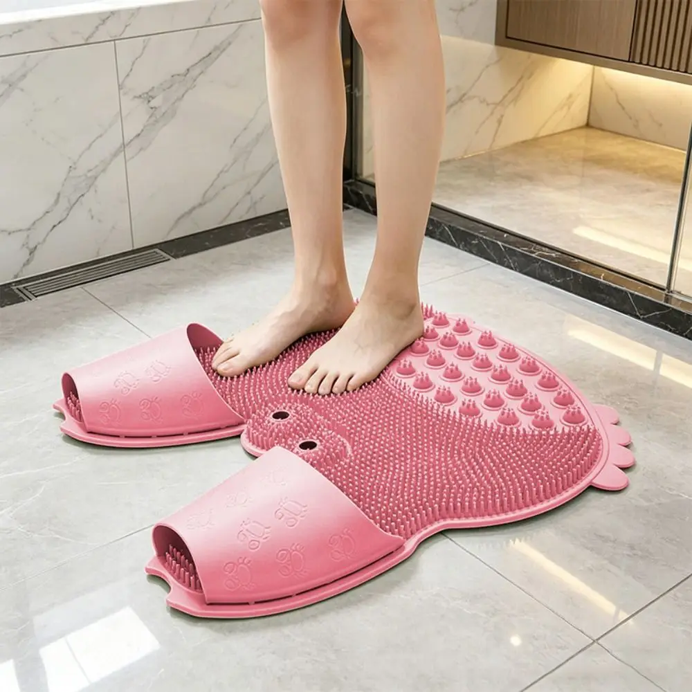 

Crab Shape Shower Foot Scrubber Mat Cartoon Magnet Bead Massage Shower Pad with Suction Cups Hands-Free Exfoliating Foot Pad