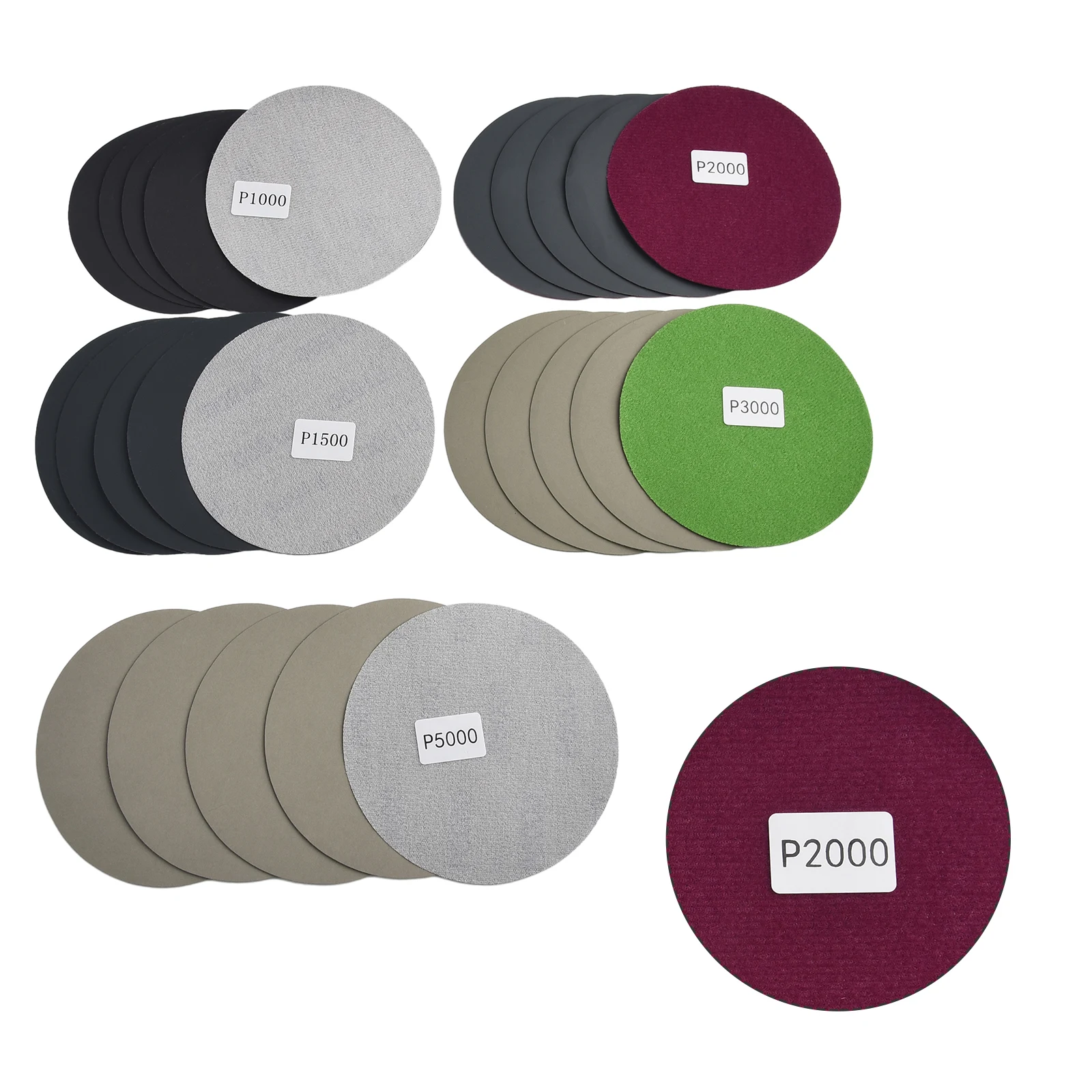 25Pcs 2/3/4/5/6inch 1000 1500 3000 5000Grit Wet Dry Sanding Discs Round Sandpaper Disc-shaped Sanding Paper With Felt Backing