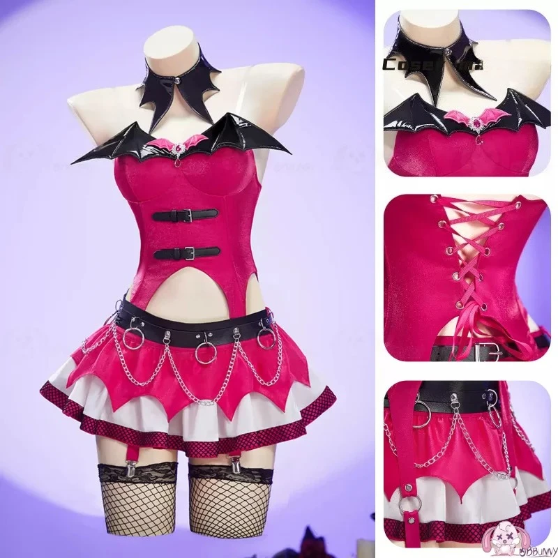 

Newly Draculaura Cosplay Costume Halloween Christmas Role Playing Party Comic Women size S-XL Rose Red Vampire Cute Dress