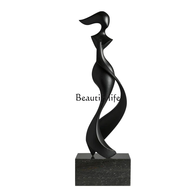 

FG26Abstract figure solid wood sculpture art ornament hotel clubhouse model room entrance decoration