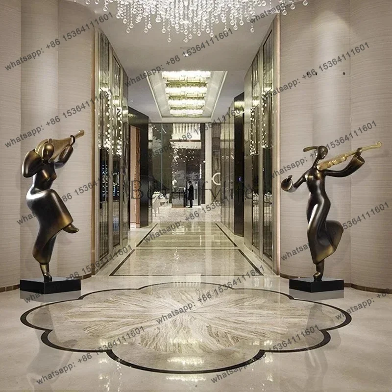 Factory Direct Lobby Ladies Ornament Welcome Figure Sculpture Large Floor-to-Floor Sales Office Entrance Aisle Decorative Art