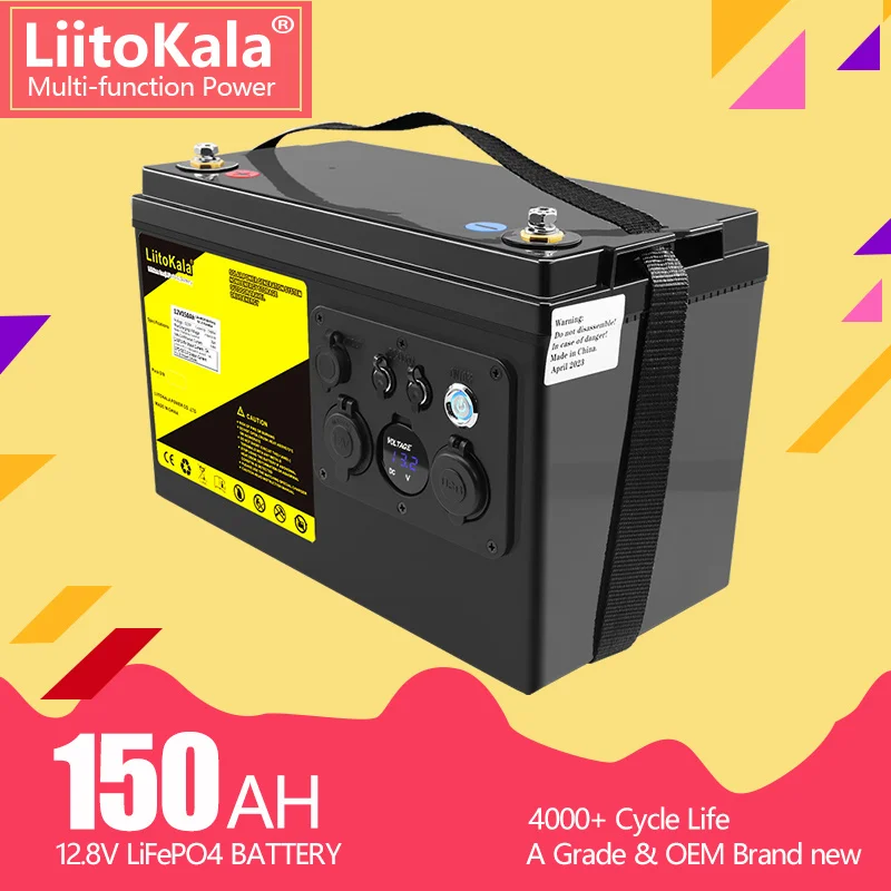 LiitoKala 12.8v 150AH lifepo4 bateria z 100A BMS 12V 150Ah bateria do RV ksenonowe światło energia słoneczna inwerter 14.6V20A