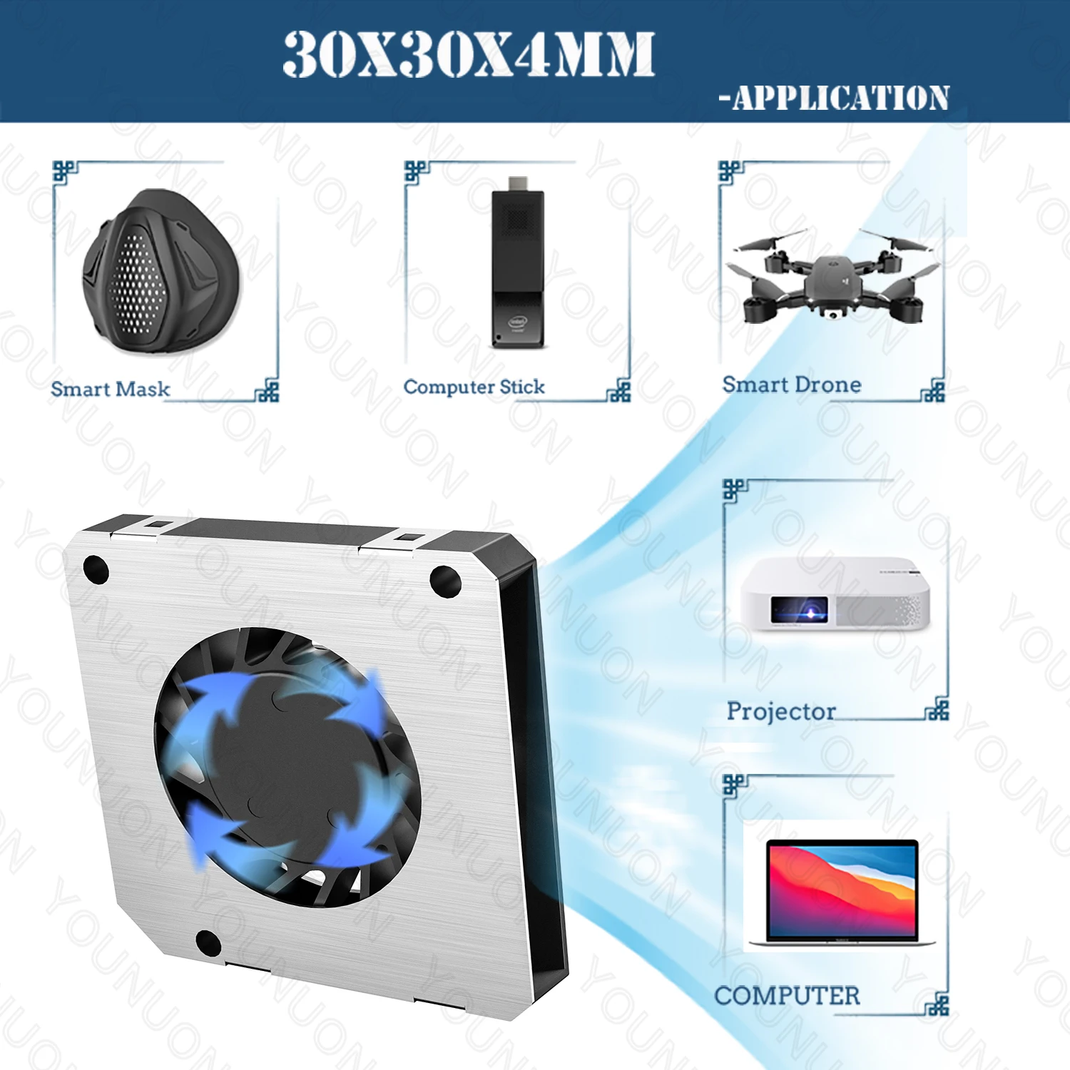 Ventilador ultradelgado de 3cm, 30x30x4mm, 3004, 5V, 0.20A, usado para la disipación de calor del lado del proyector, panel plano