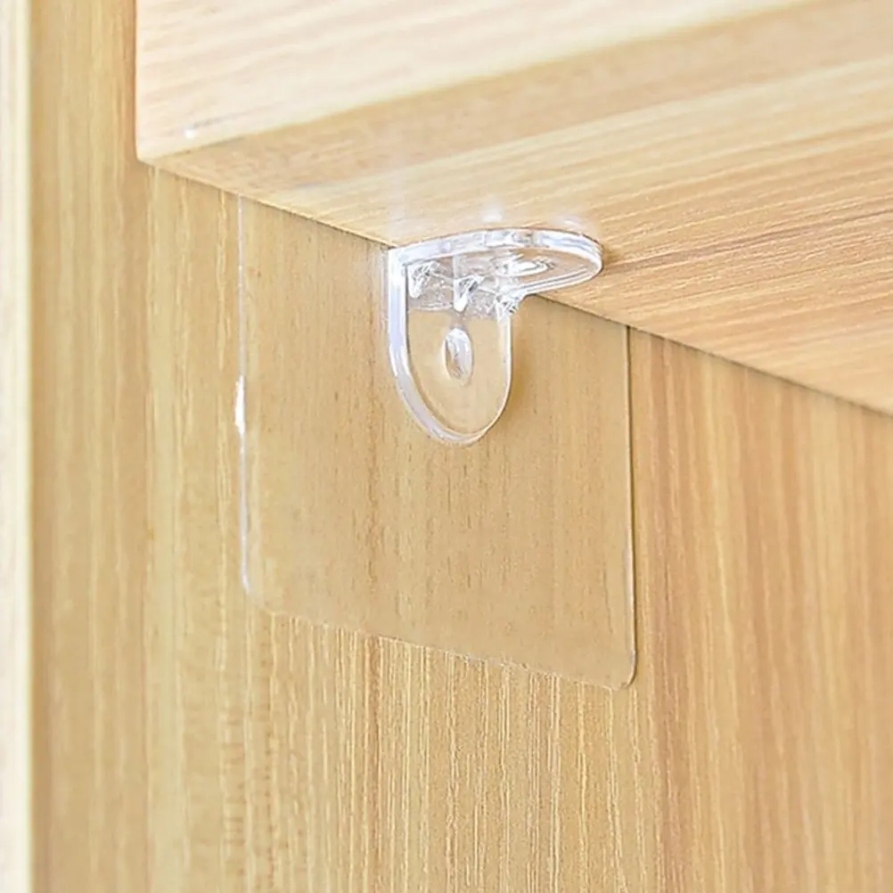 20Pcs Nail-Free Transparent Shelf Support Adhesive Pegs PVC Plastic Clips for Wardrobe Storage Shelf Divider Pegs for Shelves