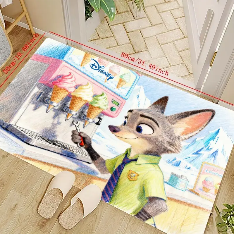 

1 шт. Disney Zootopia Nick Wilde мороженое мультяшный напольный коврик, милый коврик с персонажем лисы и животного, нескользящий мягкий декоративный ковер