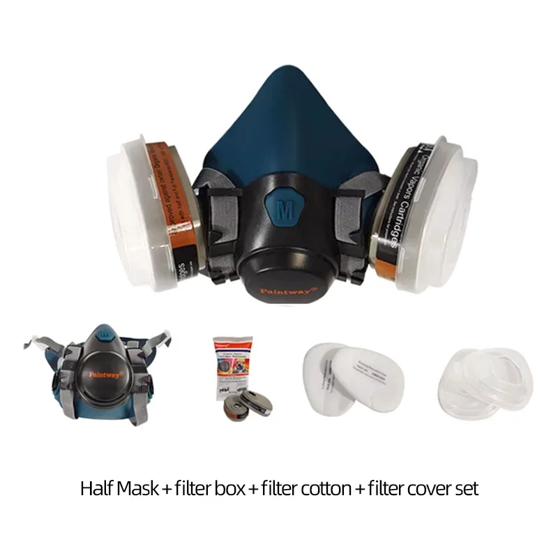 

Paintway Mask 6102 Half Facepiece Gas Mask Respirator With Filter Fit Painting Spraying Dust Proof Car Paint Repair Job