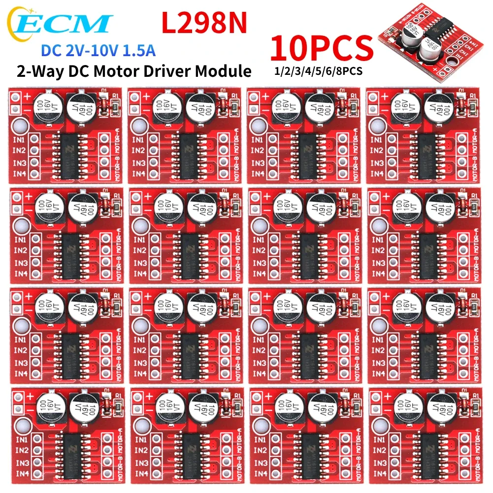 1-10 قطعة L298N موتور تيار مباشر نموذج مشغل 2-Way تيار مستمر 2 فولت-10 فولت 1.5A PWM سرعة المزدوج H-جسر محرك متدرج لوحة للقيادة وحدة