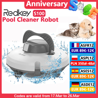 Redkey S100 Robotic Pool Vacuum Cleaner Wireless 120-min 180μm Filtration Automatic Cleaning Swimming Pool Cleaner Pet-friendly