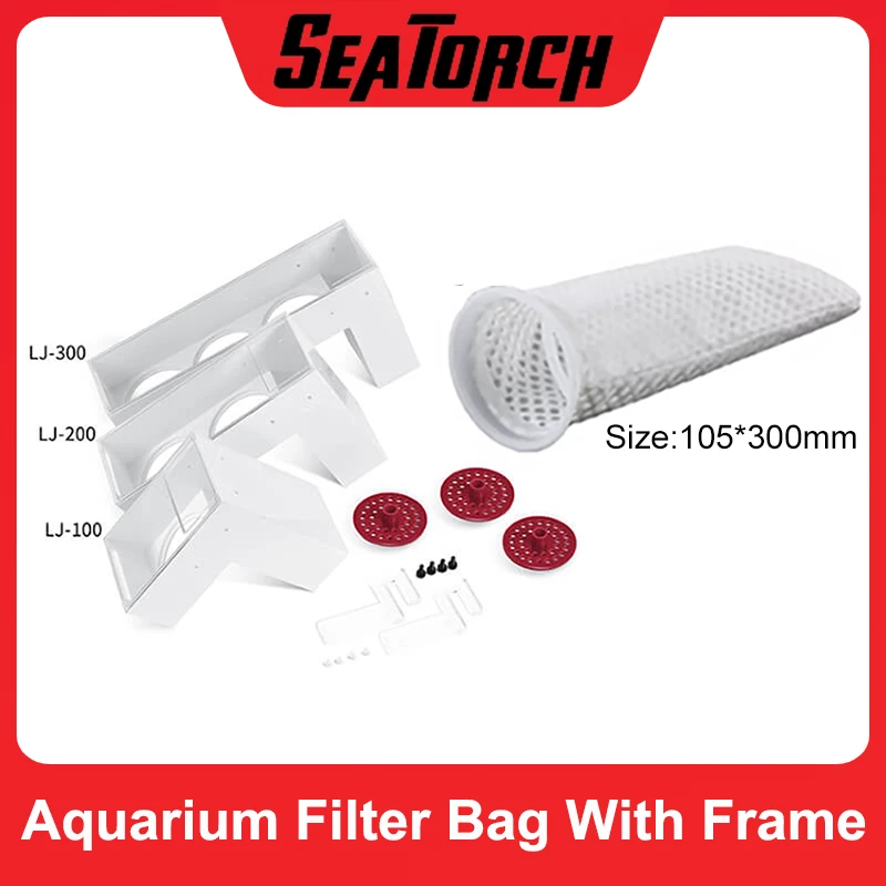 

Seattorch Aquarium Filter Bag Fish Net 30cm With Frame Aquarium Filter System filtration Sock Reusable Purigen Envelopes