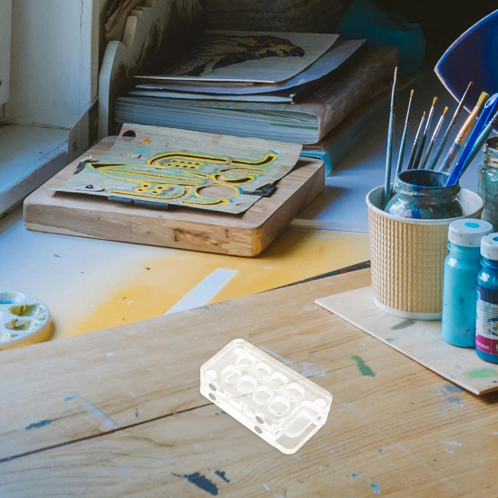 

8 Compartment Watercolor Paint Box Compact Travel Palette for Acrylics and Sketching Portable Mixing Tray Lightweight Design