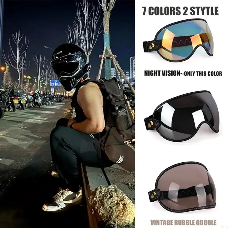 Windproof Motorcycle Glasses Bubble Shield Eyewear with Wide View for Long Distance Riders Enthusiasts Clear Visibility