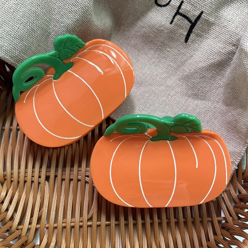 New Creative Design 8.2cm Pumpkin Grab Clip Interesting Personality Vegetable Acetate Shark Clip Headwear