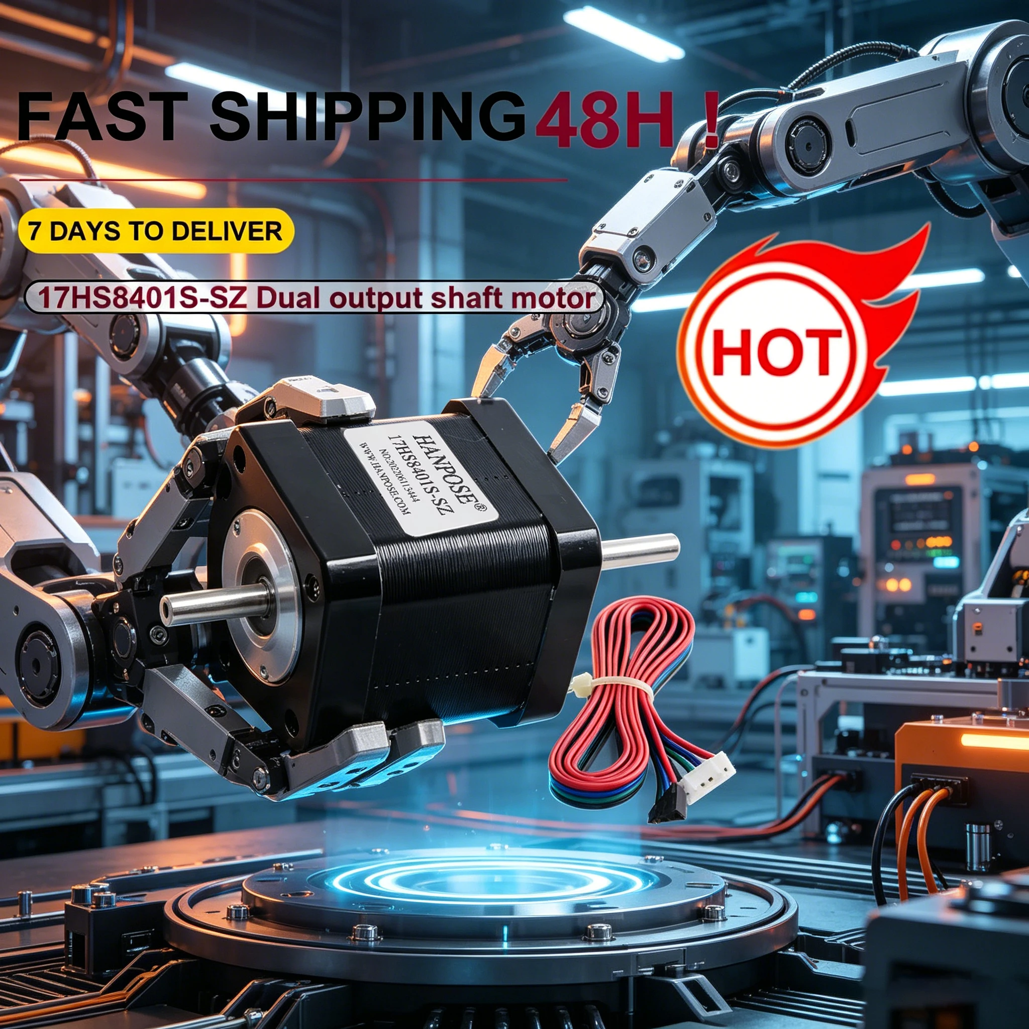 1PCS double shaft motor 4-lead 42 motor 1.8A 52N.cm 17HS8401S-SZ For 3D Printer Monitor Equipment nema17 stepper motor