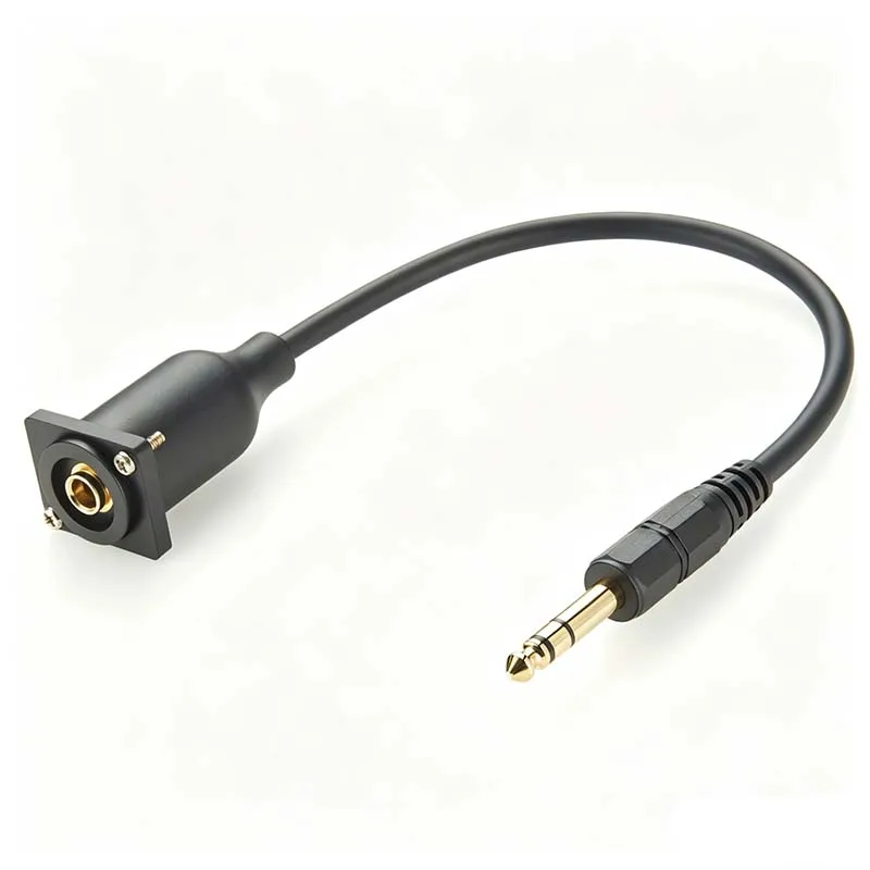 6.35mm Stereo TRS Panel-Mount Extension Cable: 1/4-inch Male-to-Female Audio Bidirectional Universal Extension Cable