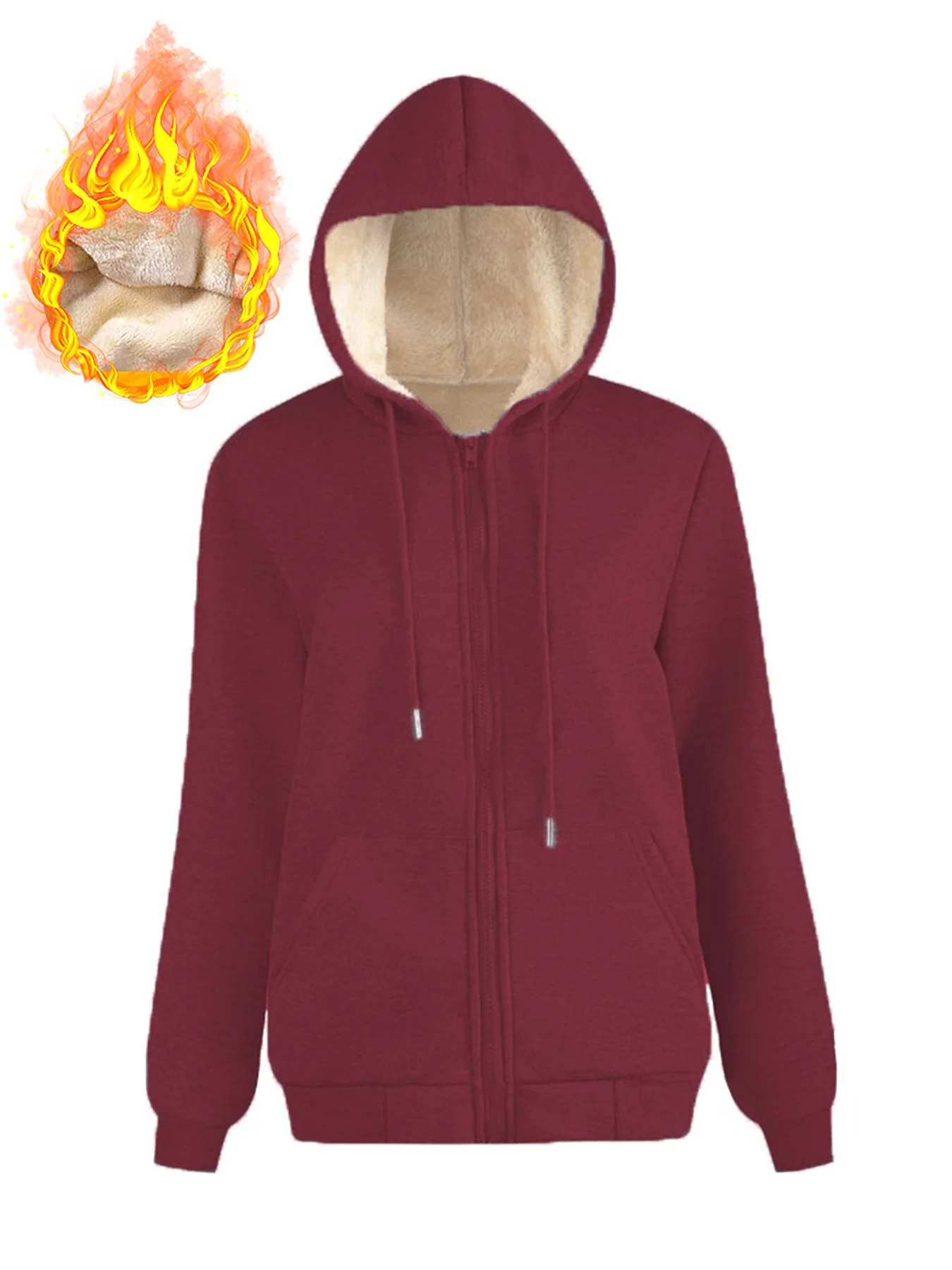 Women's Warm Fleece Lined Hoodie Thick Sherpa Pullover Drawstring Winter Sweatshirt Long Sleeve Multicolor Casual Top
