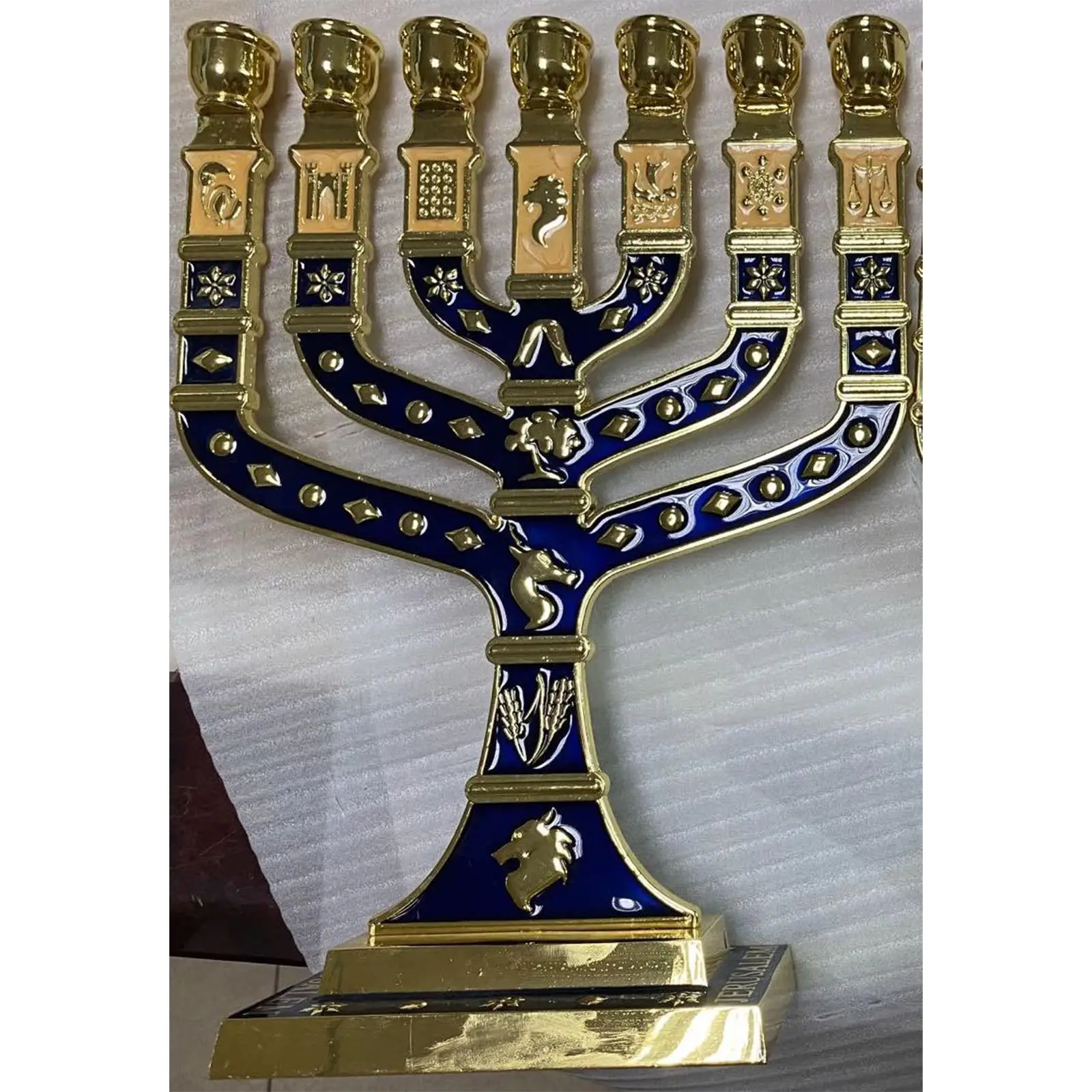 Menorah Candelabrum Classic 7 Branches with Gold Accents Candlestick for Wedding