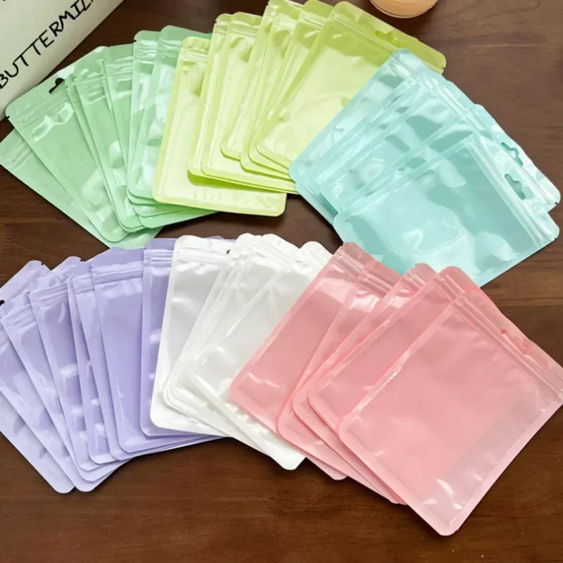 10-50pcs Plastic Zip Bags Candy Colors Pouches Reclosable Small Jewelry Cookie Food Storage Bag Zipper Bags Gift Packaging Case