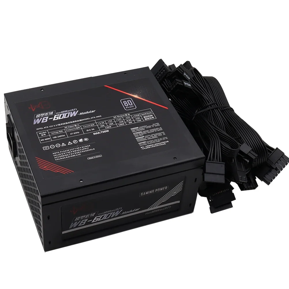 Imagem -02 - Wovibo-psu Fonte de Alimentação para Jogos para pc 600w 110v 220v Computador Atx Módulo Completo 120 mm Fan eu Plug