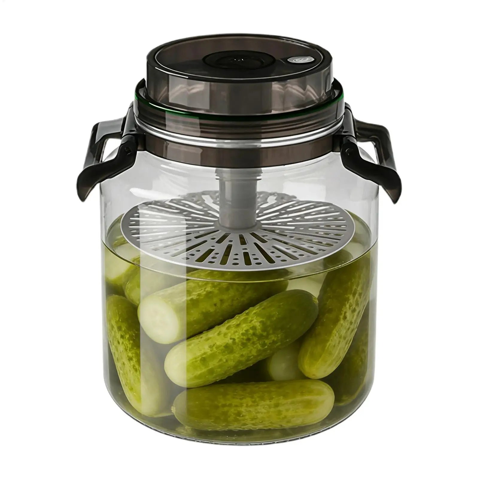 Pickle Storage Container 5L Airtight Canister Fermenter with Handle Pickle Strainer Jar for Brewing Kitchen Pantry Counter