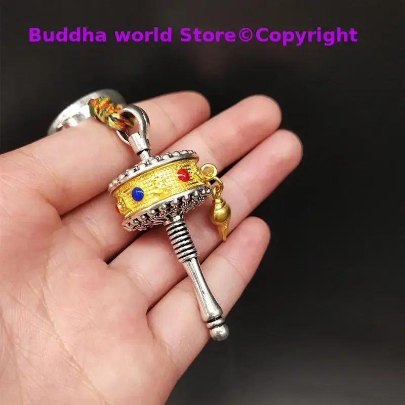 Wholesale Buddhist supplies Efficacious Amulet pocket travel bag CAR Auspicious Prayer wheel Mantra Tibet Buddha Pendant