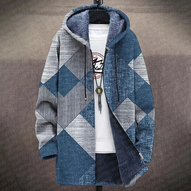 Hippie Colorful Graffiti Vintage Graphic Retro Pattern 3DPrint Thick Fleece Plus Hooded Overcoat Winter Casual Zipper Jacket A5