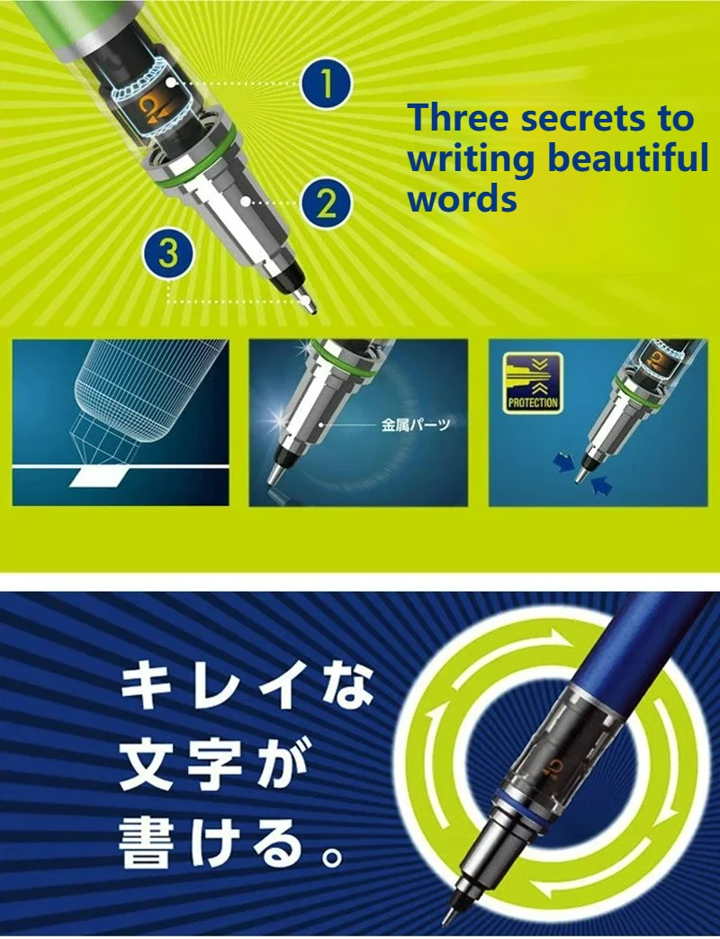 Japan UNI Kuru Toga Druckbleistift M5-452 Zeichenbleistift 0,5mm Niedriger Schwerpunkt Automatische Rotation Schulbedarf – Detail 1