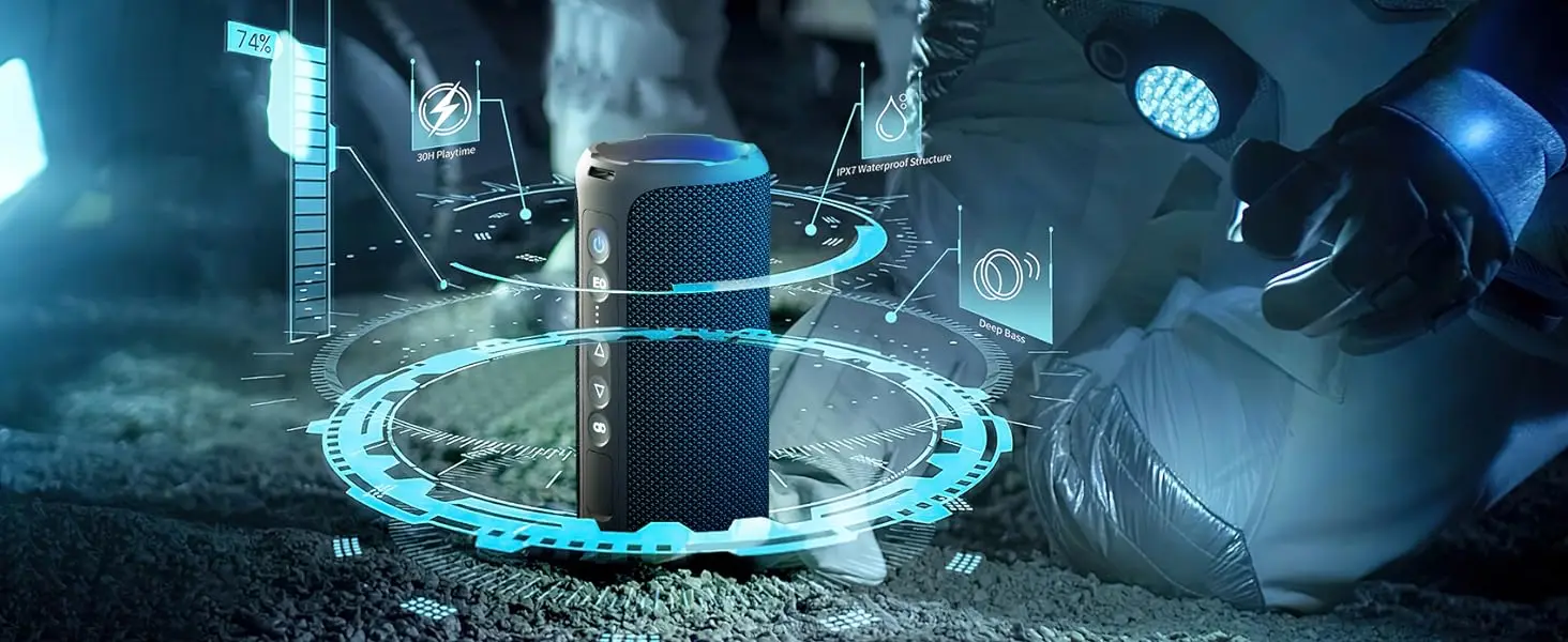 TAZATA Altoparlante Bluetooth portatile da 30 W, impermeabile IPX7, altoparlante wireless antipolvere con bassi mega, 8 ore di autonomia, accoppiamento TWS, per casa, feste, all'aperto, viaggi