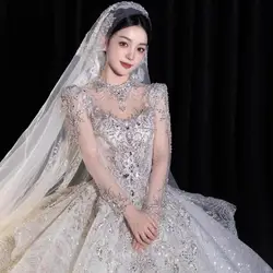 Ruiente Wedding Dresses High Neck Wedding Dress Luxury Ball Gown Cusotmized Wedding Dress 2024 Plus Size