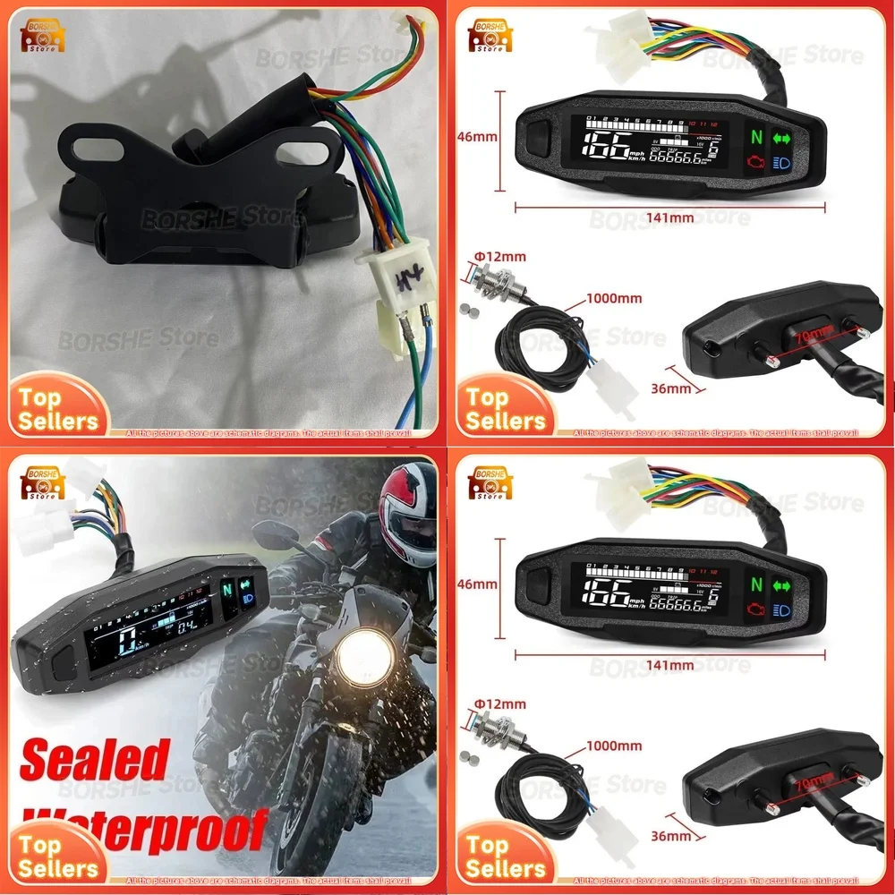 

2026 Suitable for Universal Off Road Motorcycle LCD Speedometer with VA Display Digital Odometer RPM Fuel Gauge 6 Mode Indicator