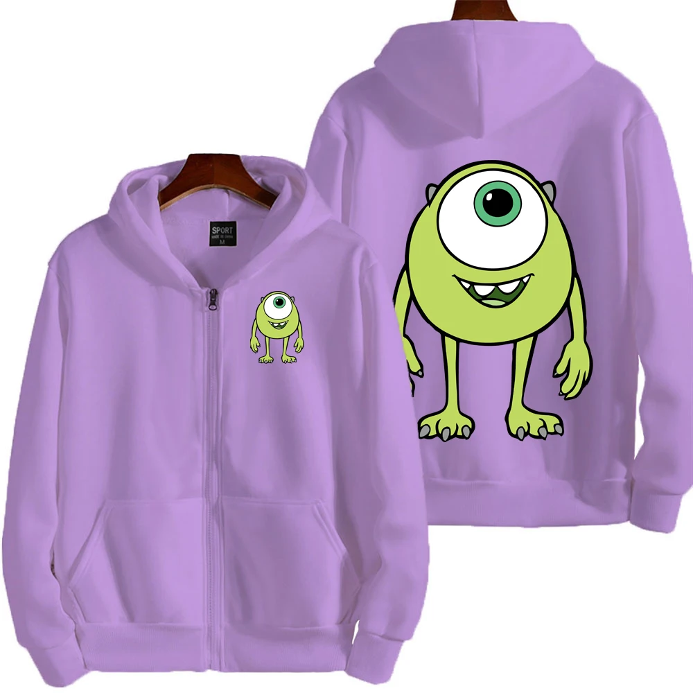 Monster inc dos desenhos animados anime masculino zíper hoodie primavera outono feminino moletom 2026 nova moda casal jaquetas roupas topos