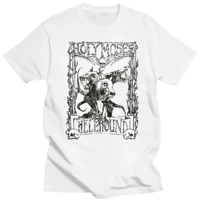 White Holy Moses Men's Hellhound T-shirt  oversized t shirt  harajuku