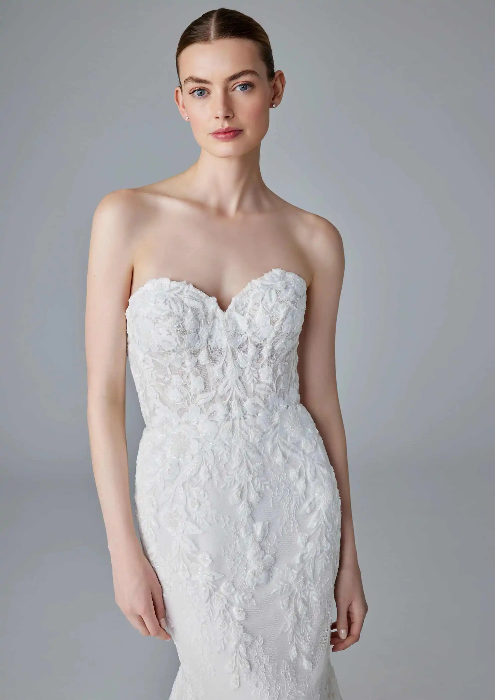 Graceful Mermaid Gown Wedding Dresses Flowers Lace Bridal Gowns Big Size Strapless Vestidos De Novia Custom Size Colour