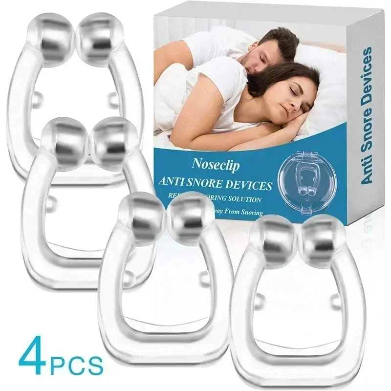 

4Pcs Magnetic Anti Snore Device Stop Snoring Nose Clip Easy Breathe Improve Sleeping Aid Apnea Guard Night Device with Case