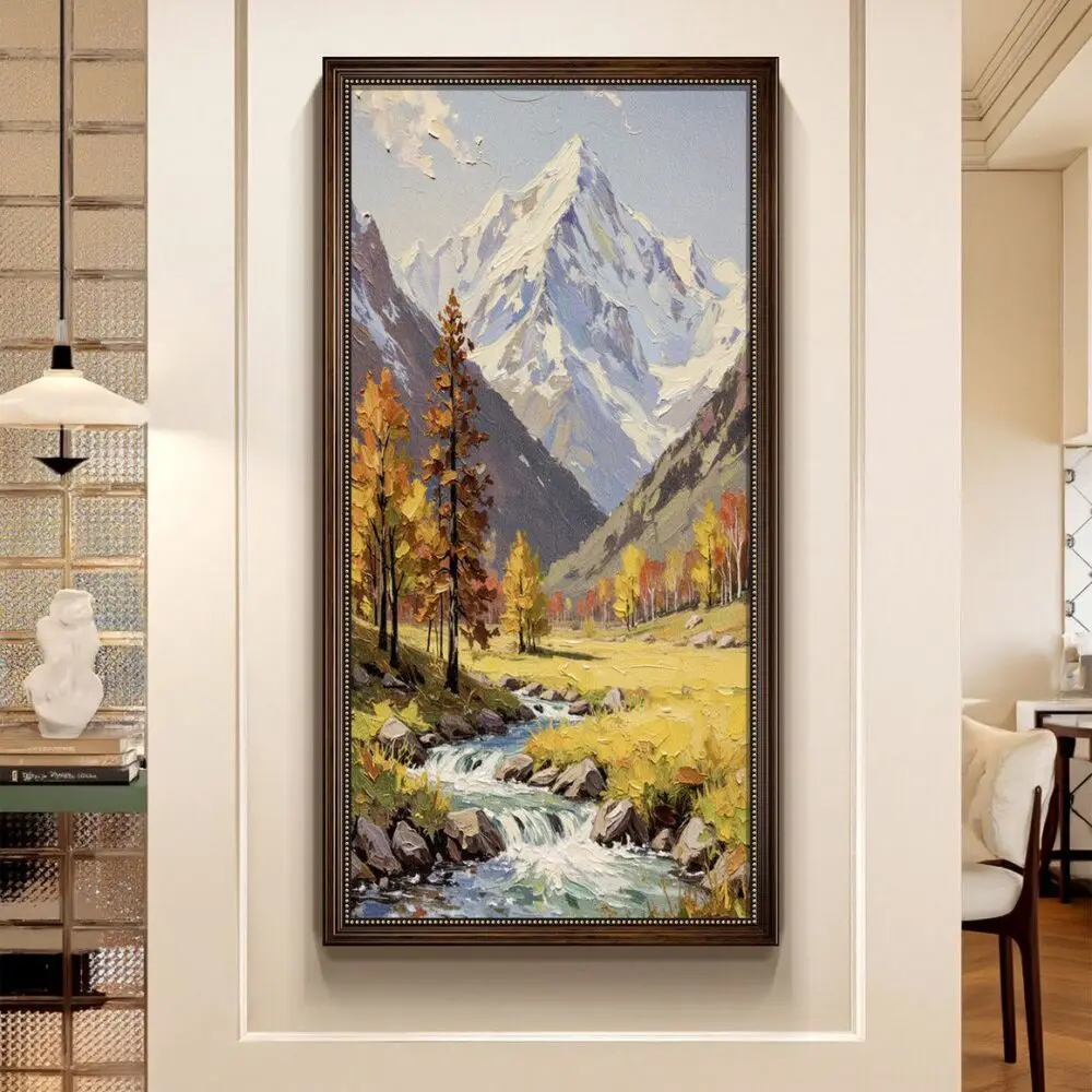 Vintage-inspired entryway decorative painting - landscape oil painting - french-style corridor end wall mural