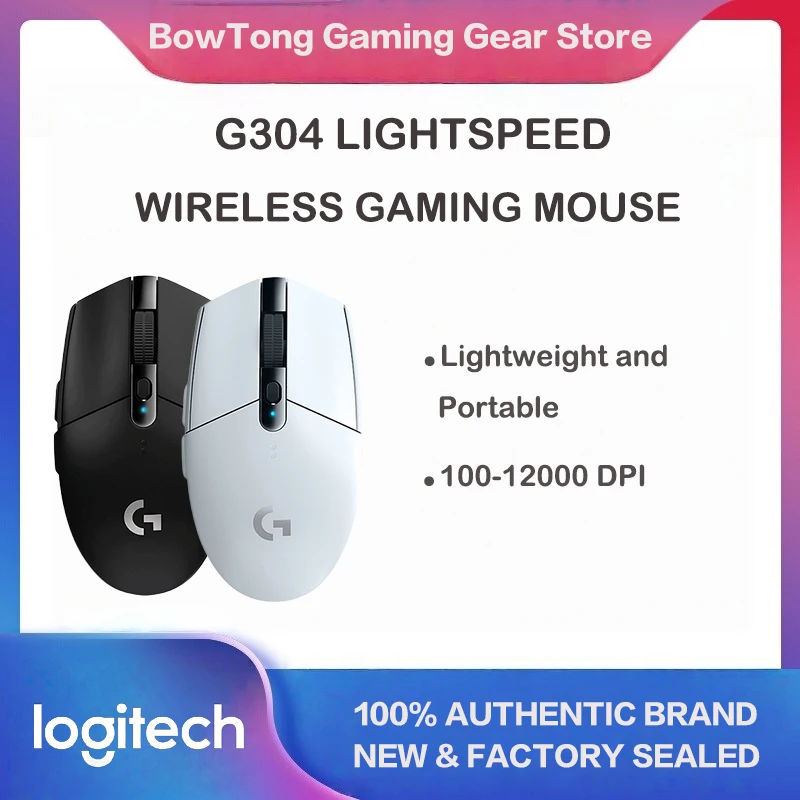 Original Logitech G304 LIGHTSPEED Wireless Gaming Mouse HERO 12K Sensor 12000DPI 6 Programmable Buttons 250H Battery Life 99G Li