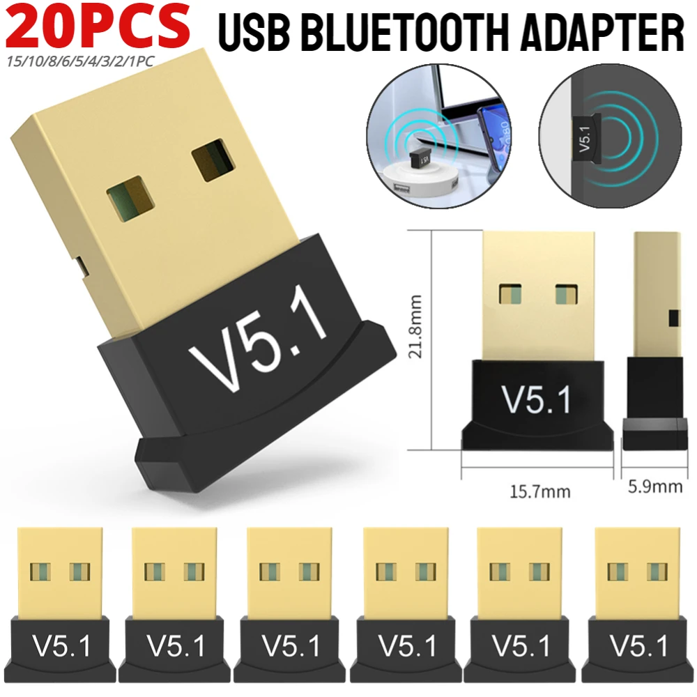 USB Bluetooth Adapter Audio Dongle 2.4GHz Wireless Transmitter Receiver USB Bluetooth-compatible 5.1 Adapter Key for PC Laptop