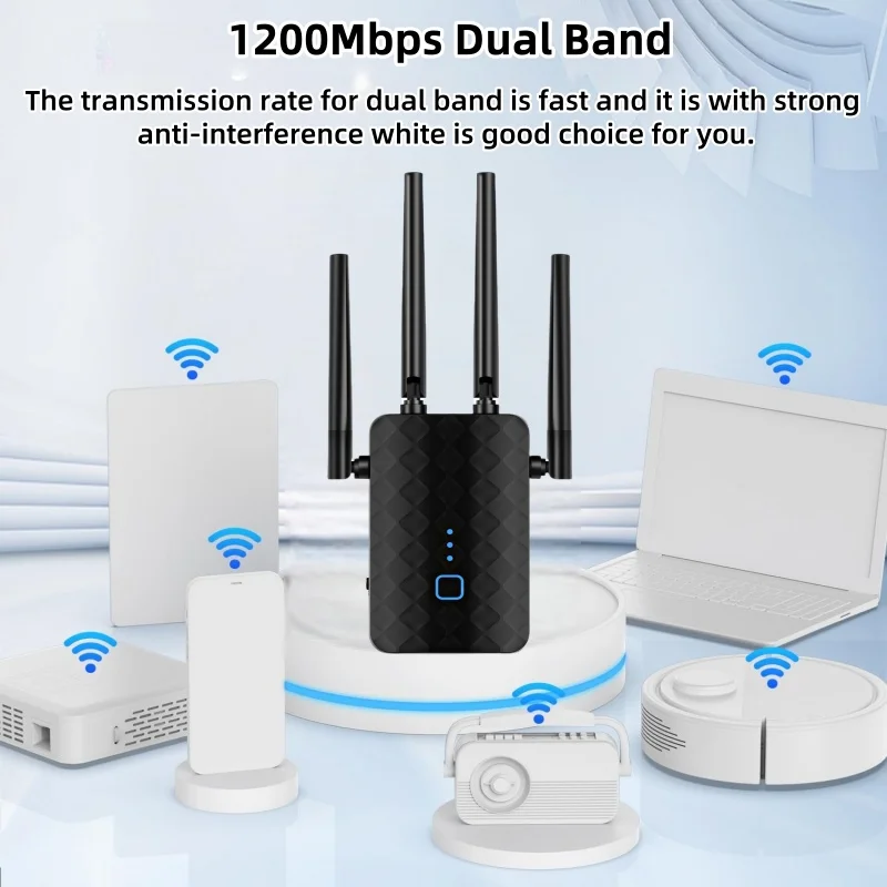 

1200Mbps 2.4G 5GHz WiFi Repeater Dual Band Signal Extender Wi-Fi 802.11ac Gigabit Amplifier Router Long Range Signal Booster