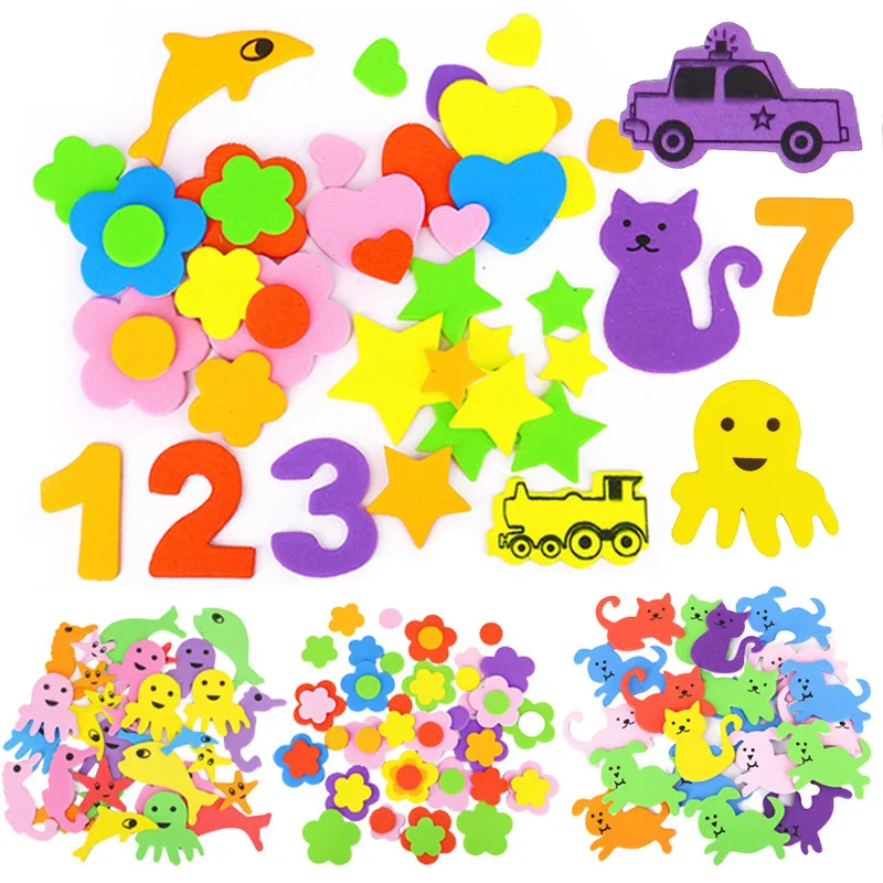 الأطفال الحرف اليدوية اللعب ثلاثية الأبعاد إيفا ملصقات ذاتية اللصق الكرتون الحيوان عدد ستار القلب مركبة الحرفية ملصق أطفال لتقوم بها بنفسك هدية TMZ