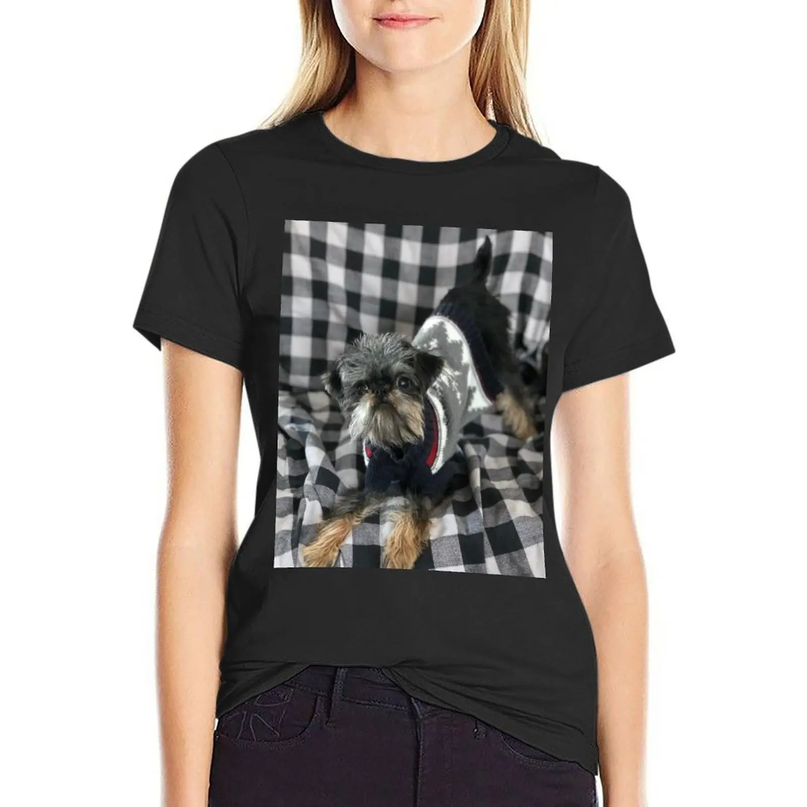 

Adorable Brussels griffon dog T-Shirt Aesthetic clothing plus size tops oversized black t-shirts for Women