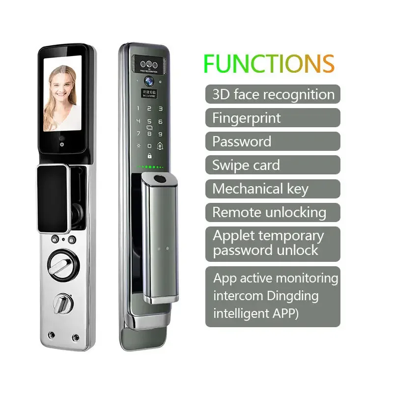 Automatic fingerprint password electronic lock active identification security intercom lock household face intelligent lock